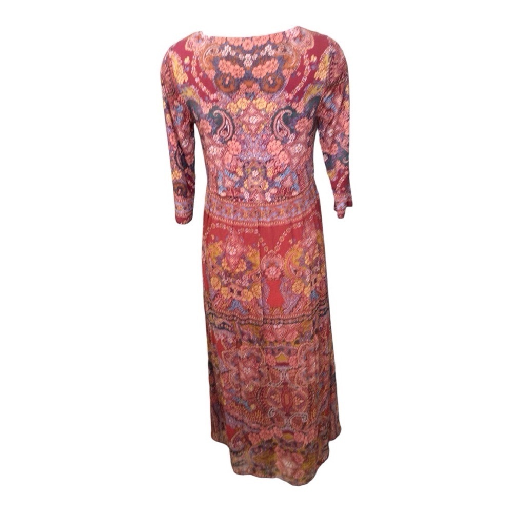 Soft Surroundings Dress Womens Large Red Niran Chiffon Floral Paisley Maxi - Picture 3 of 8